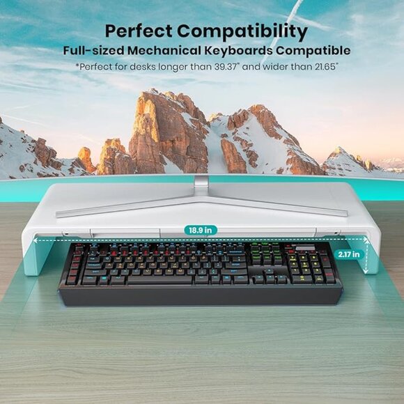 Klearlook White Foldable Monitor Stand With built - in drawer & phone Stand - Picture 7 of 8